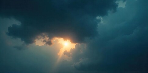 Dramatic Cumulonimbus Clouds Obscure the Sun, Creating a Moody and Ominous Atmosphere, Perfect for Mystery, Suspense, and Stormy Weather Themes