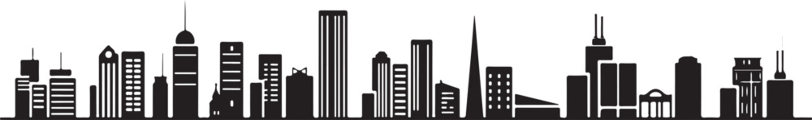 Black city business skyline and industrial factory silhouette with grass vector illustration