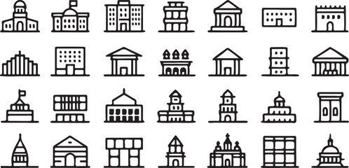 Option 3: A collection of iconic black and white house and building designs