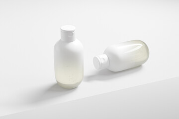 luxury cylinder plastic squeeze bottle with flip cap mockup, small cylindrical shape cosmetic bottle mockup, round skincare lotion container with fade gradient finish, liquid shampoo packagings