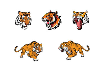 Roaring tiger logo design vector illustration