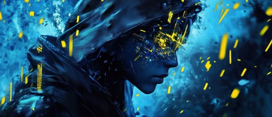 Futuristic woman with glowing tech