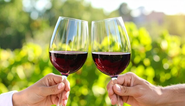 couple trinquant avec du vin rouge