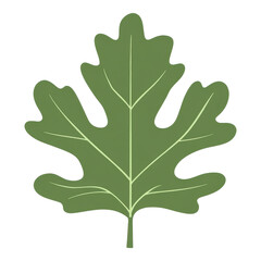 Minimalist green oak leaf icon with clean lines and modern graphic design style, evoking simplicity and nature inspired elegance