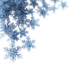 Stunning Blue Snowflake Border Winter Wonderland Design Element white background against transparent Background