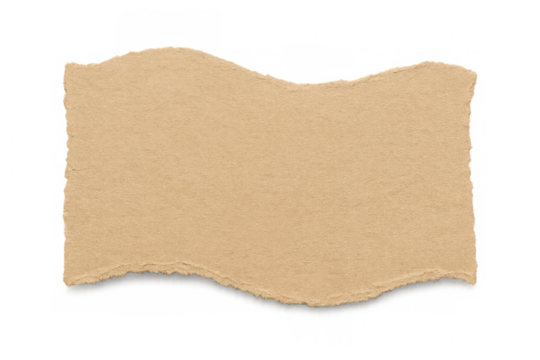 Cardboard fragment with jagged edges ripping through transparent backdrop, providing textured negative space for graphic design projects - Powered by Adobe