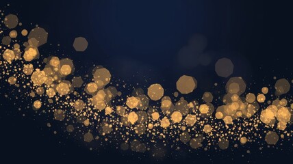 Blue Background with Blurred Golden Particles