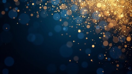 Blue Background with Blurred Golden Particles