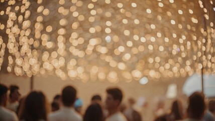 Night Background with Golden Blurred Bokeh