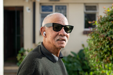 Senior man seen wearing sunglasses