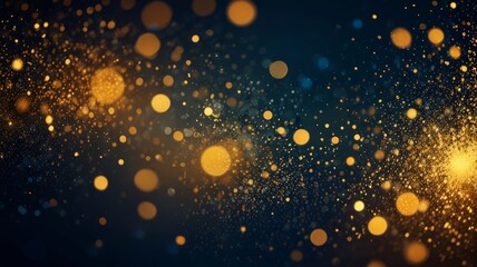 Blue Background with Blurred Golden Particles
