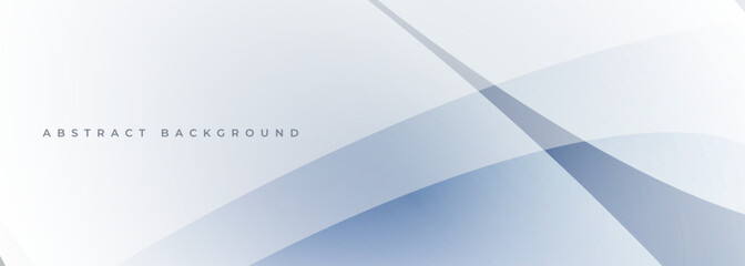 White modern abstract wide banner with circles and curves. Soft blue light abstract geometric background. Vector illustration