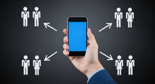 Mobile network marketing business strategy social media connection digital communication technology concept