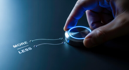 More less button control choice decision dial finger hand interface option power regulation setting switch