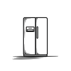AI-powered fridge inventory scanner line art, kitchen technology innovation