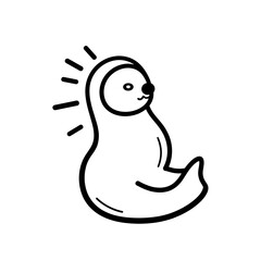Minimalist Seal Line Art – Black and White Animal Illustration for Design, Copyspace