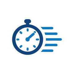 Blue stopwatch with motion lines time speed