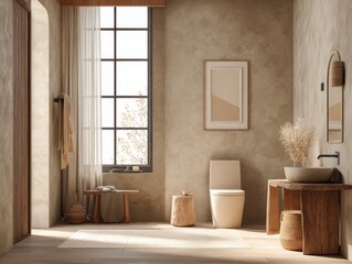 A bathroom with a toilet, sink, and a window. The toilet is white and the sink is white