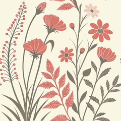 Сolourful cute floral summer pattern background. Lovely design for wrapping, textile, cover, print, banner, greeting card, label, wallpaper.