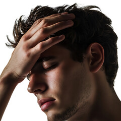Understanding Male Depression A CloseUp Portrait Revealing Emotional Distress white background against transparent Background