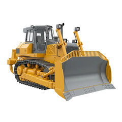yellow bulldozer isolated on white