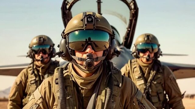 Military pilots prepare to take off on a combat mission.