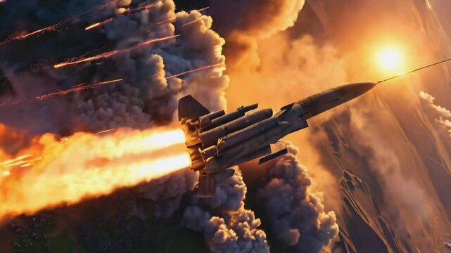 Missile strike on enemy position. Antiaircraft forces, military industry..