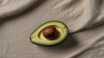 Fresh Avocado on Rustic Fabric