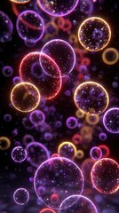 Vivid, floating orbs of color in a dynamic, dark void