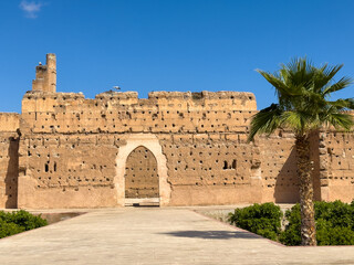 Morocco, Historical landmark in the heart of Marrakesh, remains of 16th century El Badi Palace