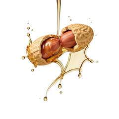 Concept of peanuts and oil isolated on transparent background