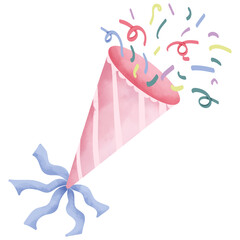 hand drawn watercolor birthday party popper