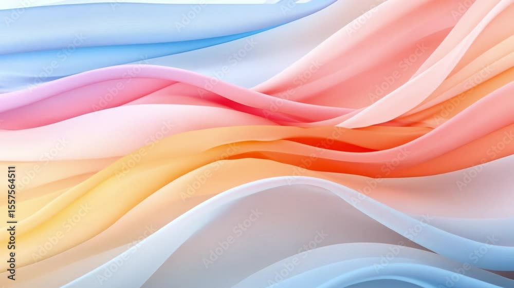 Poster Colorful Textile Waves: An abstract composition of layered, flowing textiles in a spectrum of vibrant colors, suggesting movement and fluid elegance.