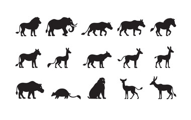 Obraz premium African Animal Silhouettes | High-Quality Vector Set of Wild Safari Creatures for Nature Posters, Books & Branding Projects.