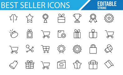 Shopping and Best Seller Icons Set for Retail and Online Stores