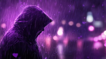 Person in the rain at night