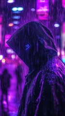 Person in a hooded jacket during a rainy night