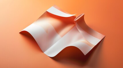 Abstract paper wave on orange background.