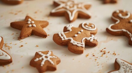 Gingerbread cookies decorated for festive treats.