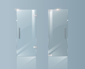 Glass doors, in a boutique office or shop. Vector illustration for architect projects.