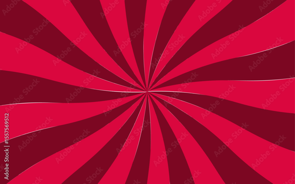 Poster abstract bold optical illusion background with swirling red and white wavy stripes radiating from th