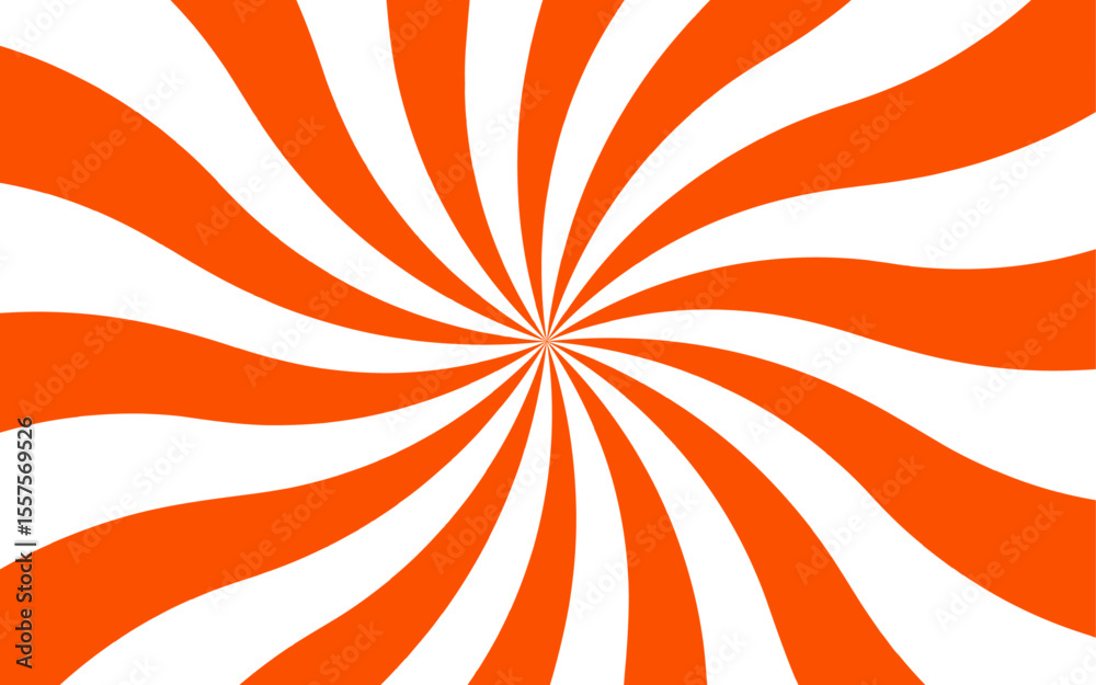 Aufkleber abstract bold optical illusion background with swirling orange and white wavy stripes radiating from
