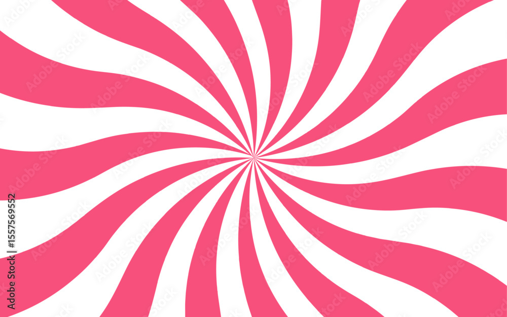 Poster abstract bold optical illusion background with swirling red and white wavy stripes radiating from th