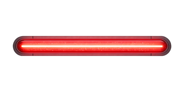 Glowing red neon light bar with particles against black background red light bar horizontal