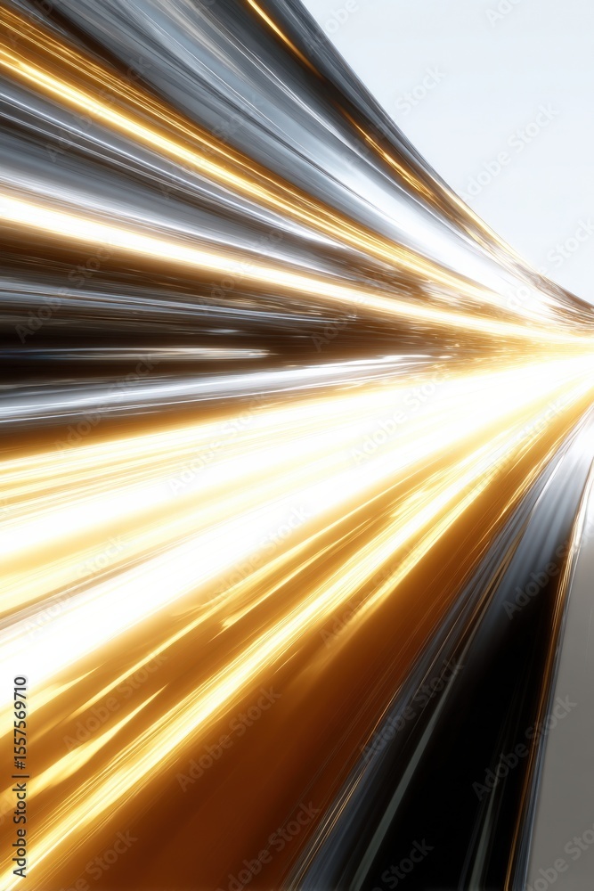 Poster Abstract fast moving light trails with dynamic streaks in motion captured at high speed creating futuristic energetic background