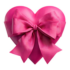 Fuchsia Heart with Ribbon Bow Valentines Day Gift Romance Symbol Love Present white background against transparent Background