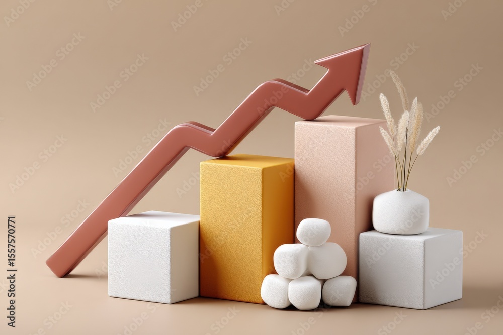 Aufkleber Modern abstract bar graph with upward arrow symbolizing growth increase and progress in business finance and investment analysis