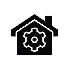 house and gear solid icon symbol vector design good for web or mobile app