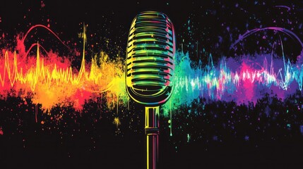 Colorful retro microphone graphic design