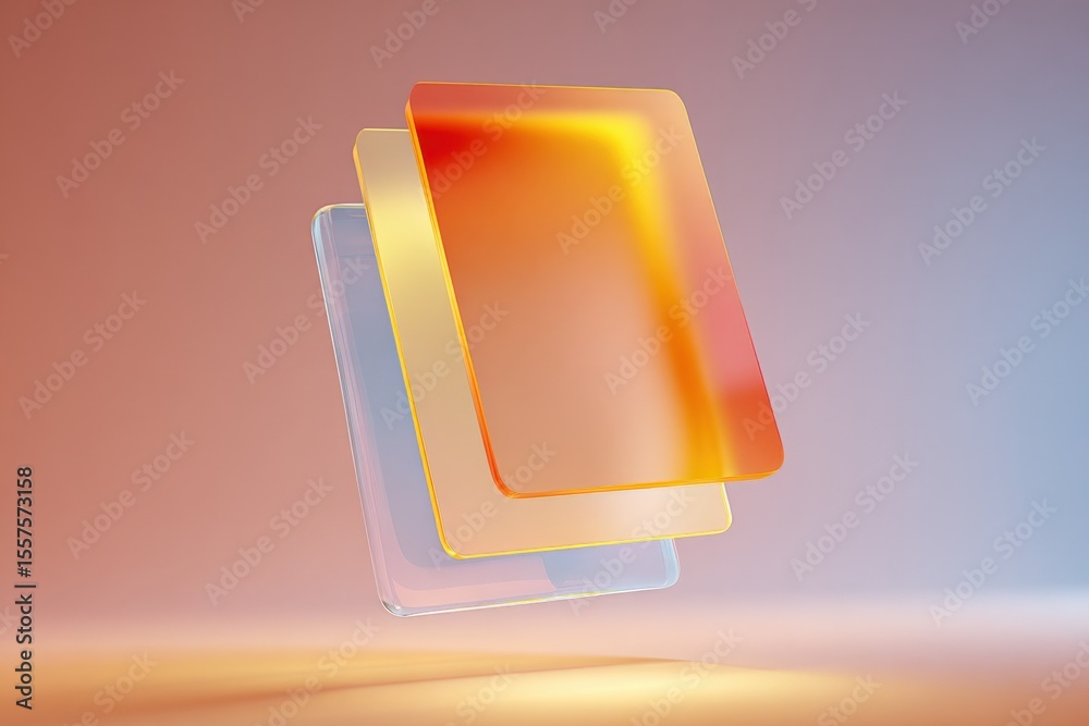 Aufkleber Abstract geometric digital artwork featu layered translucent square shapes with glowing edges on a gradient background with soft lighting and modern design elements